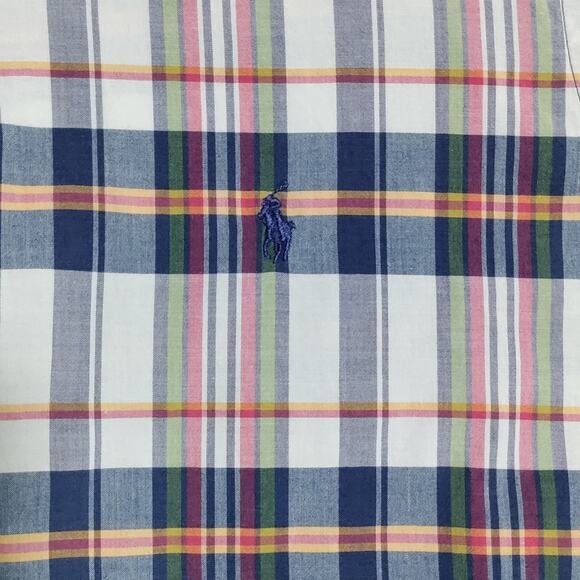 Ralph Lauren Shirt Mens Large Plaid Bleeding Madras Indian Cotton SS Button Down - Picture 5 of 13